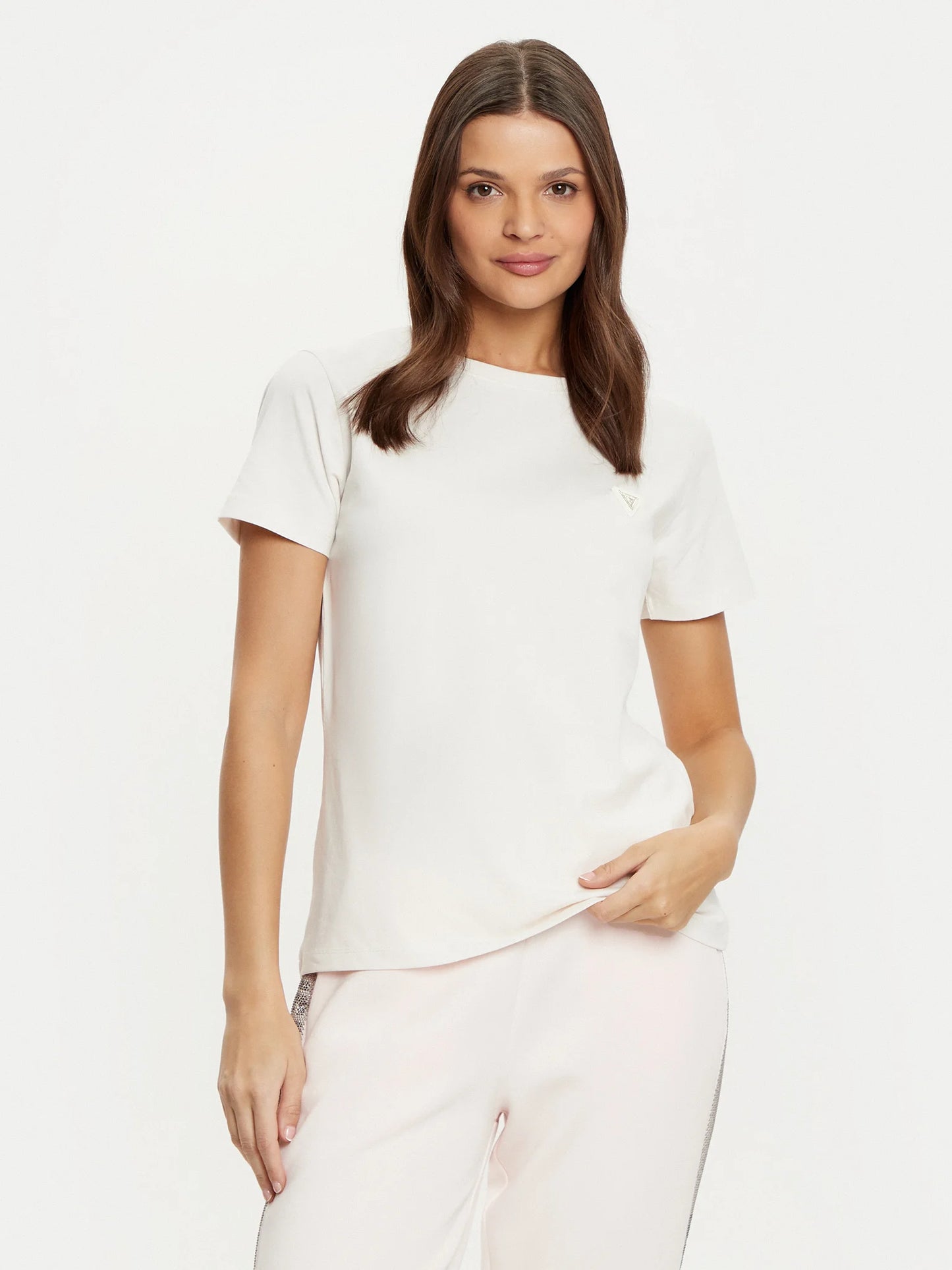 T shirt gold logo guess