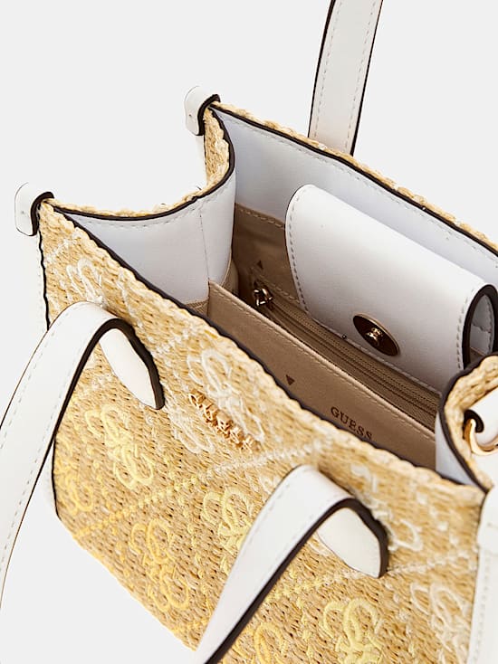 Silvana 4G logo raffia mini handbag