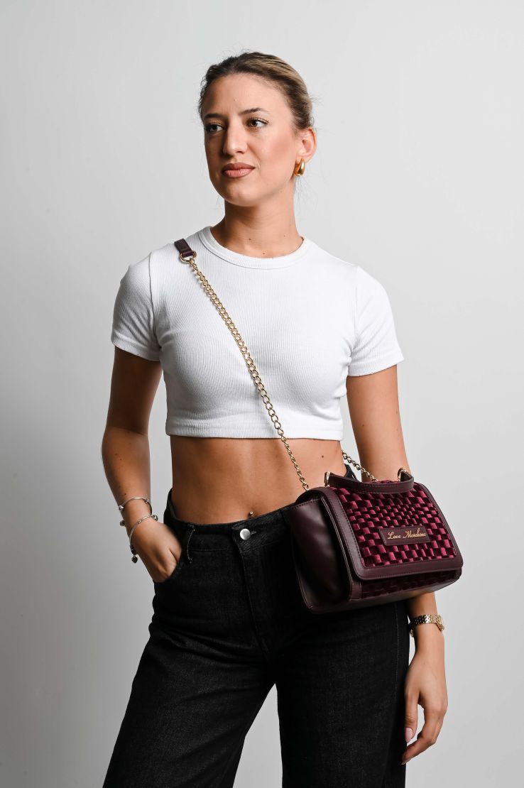 Love Moschino Velvet Shoulder-Crossbody Bag