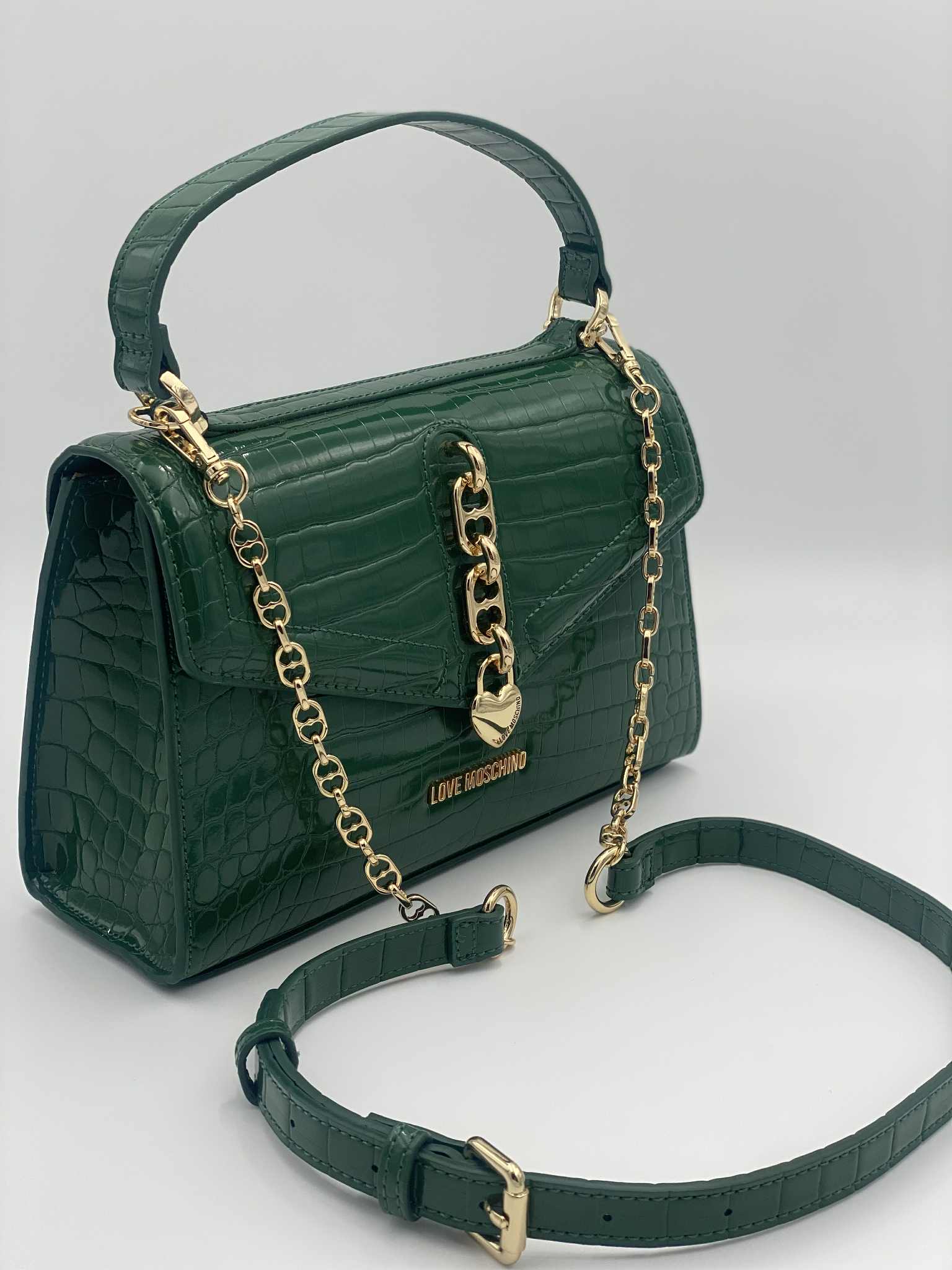 CHAIN DETAIL CROCO - Handbag - nero