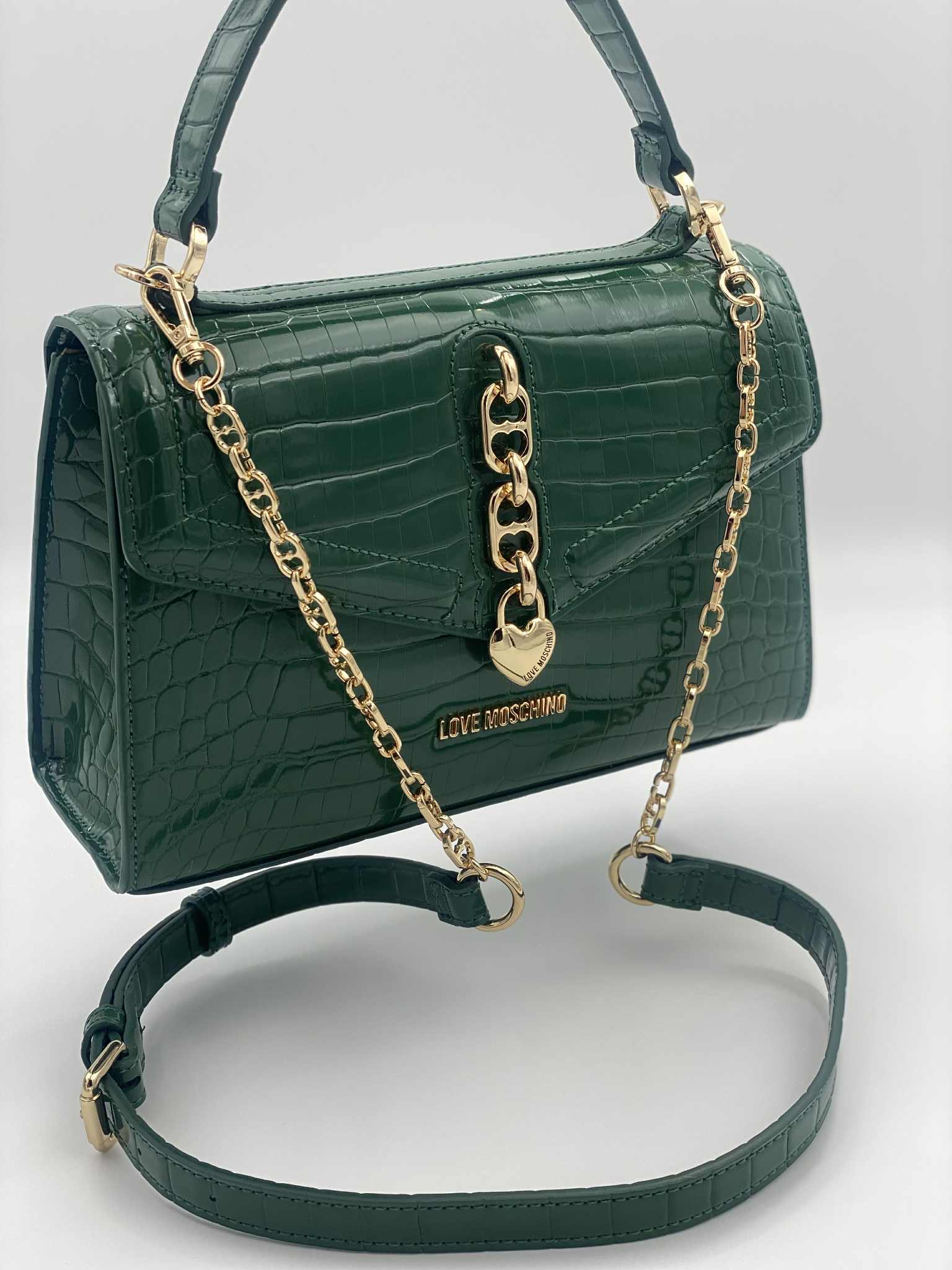 CHAIN DETAIL CROCO - Handbag - nero