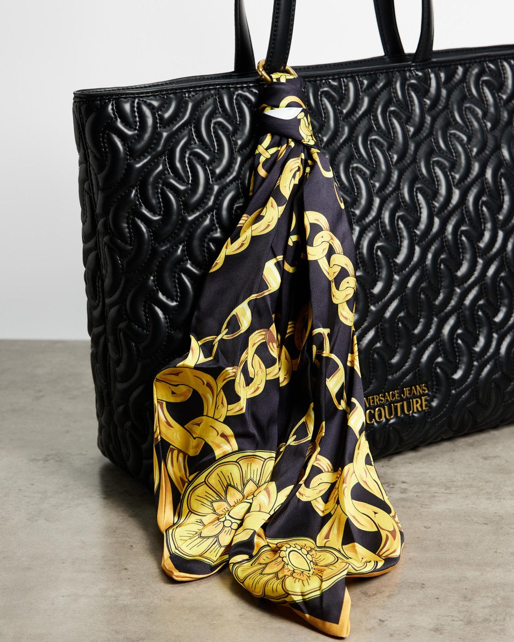 Quilted Scarf-Detailed Tote Bag