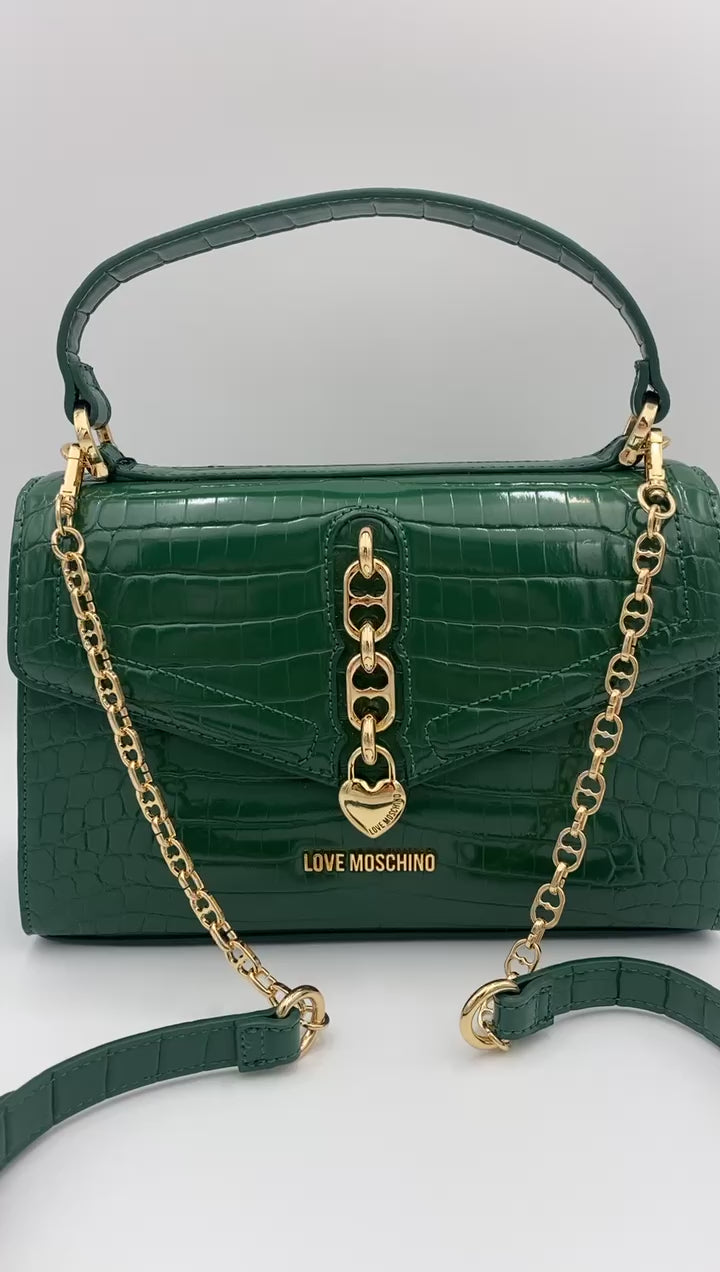 CHAIN DETAIL CROCO - Handbag - nero