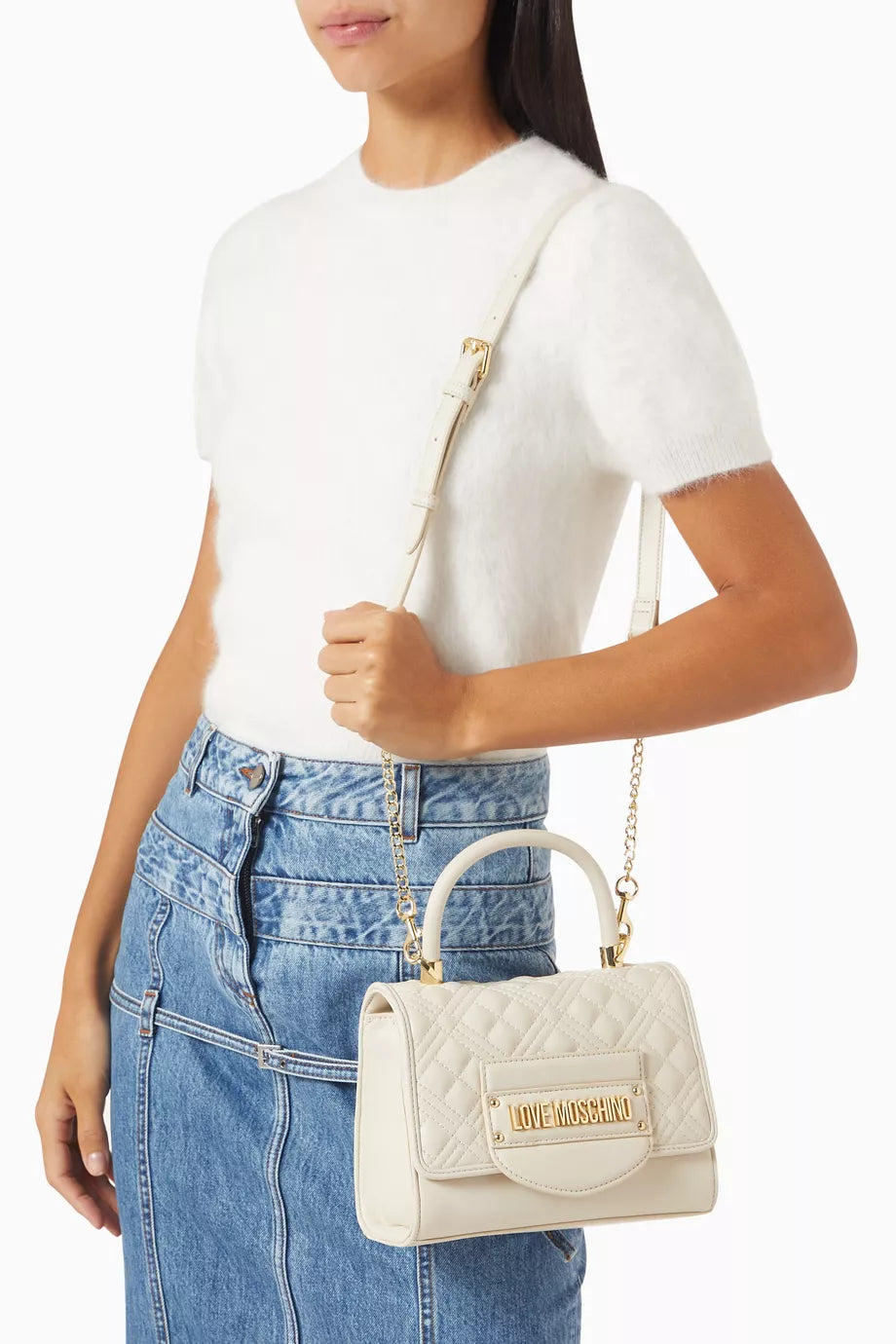 Small Tab Shoulder Bag in Quilted Leather