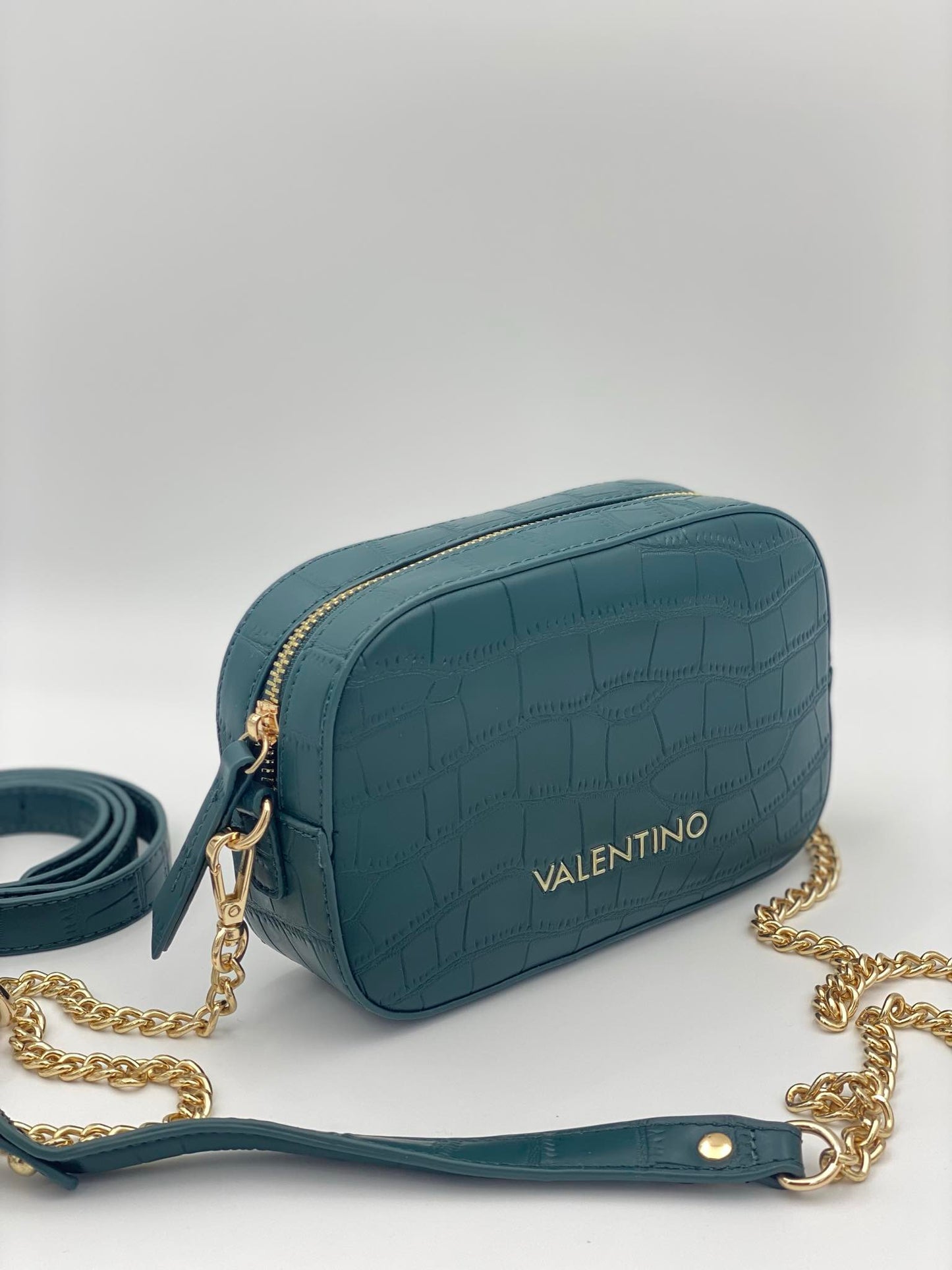 VALENTINO BAGS BLACK CROC PRINT FANNY PACK