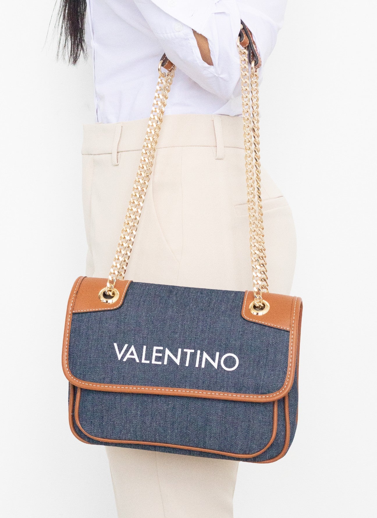 Leith Re Flap Bag Denim