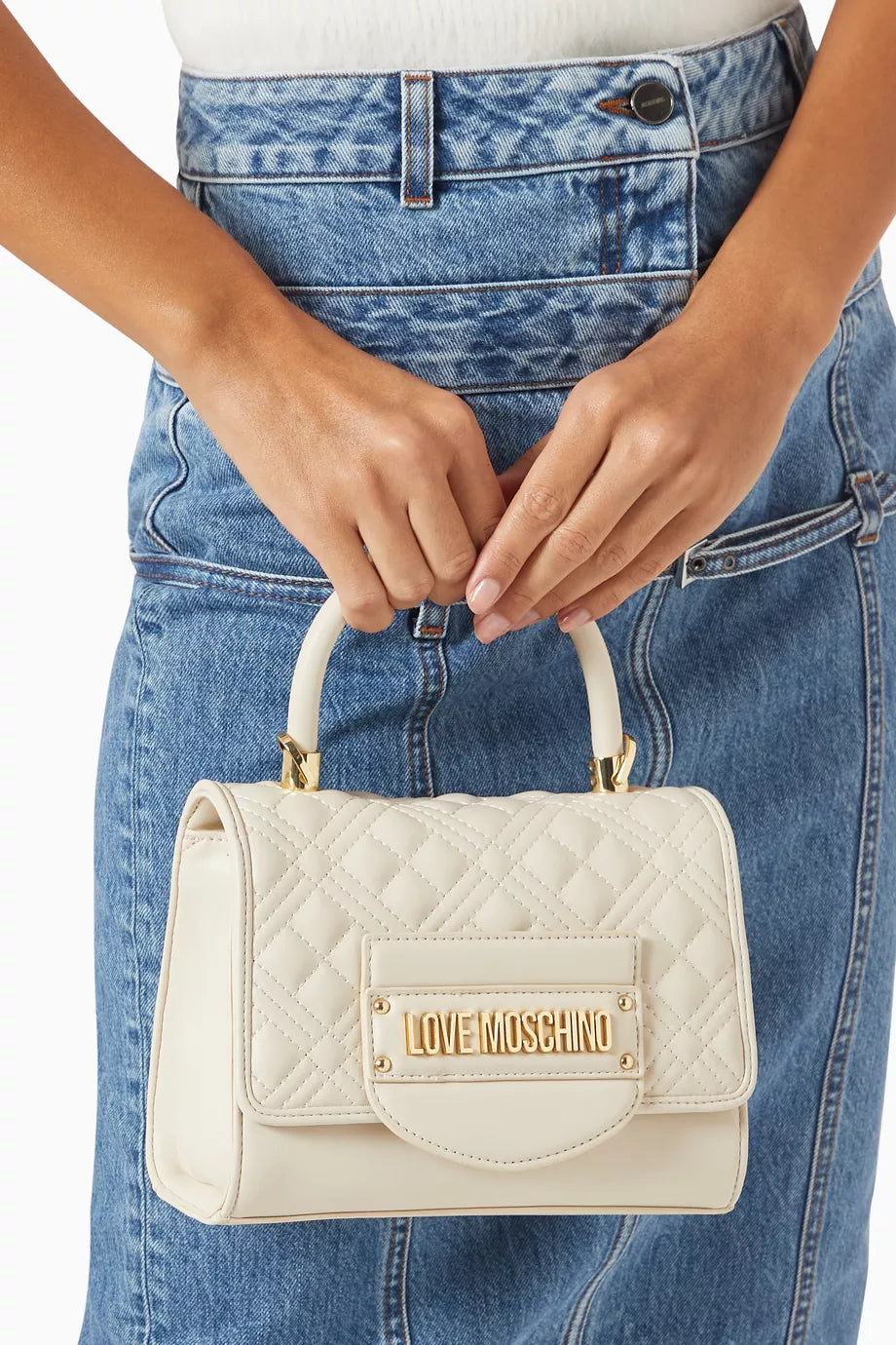 Small Tab Shoulder Bag in Quilted Leather