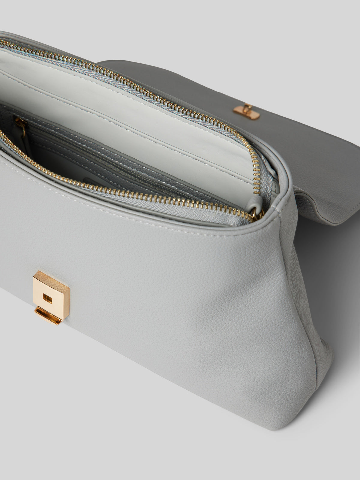 Handbag with label appliqué, model 'ARCADIA' in smoke blue