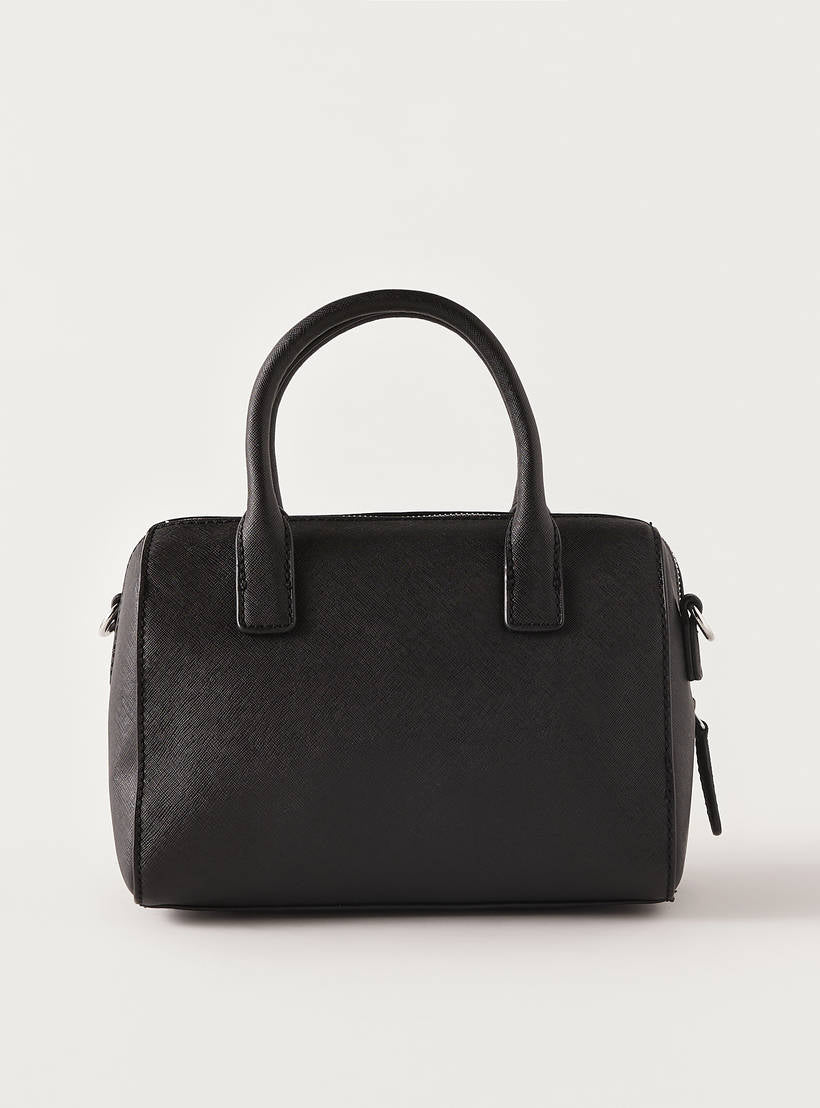 Guess Solid Tote Bag with Detachable Strap and Zip Closure