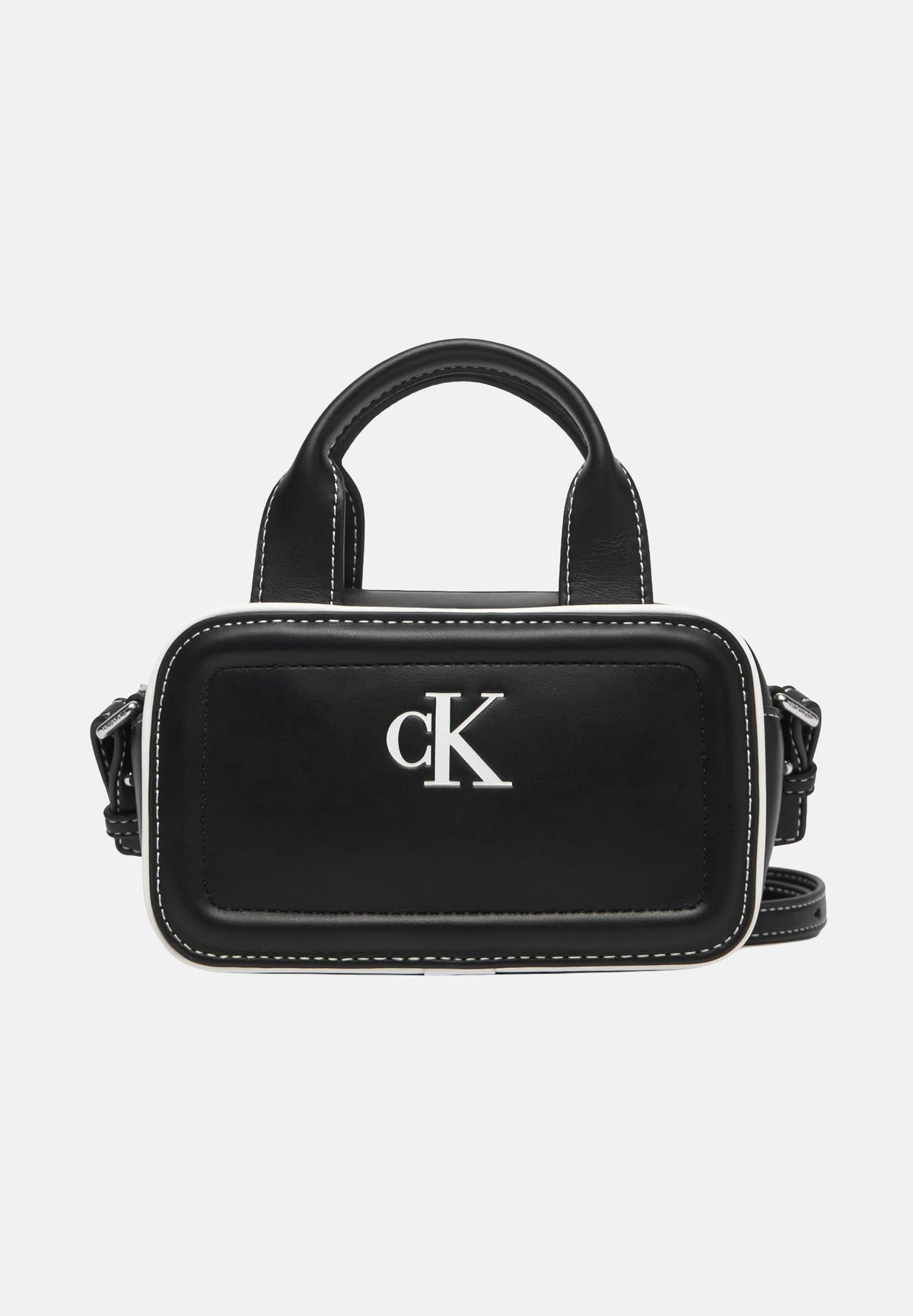 CALVIN KLEIN Women's Contrast CK Mini Bowling Bag Crossbody Black