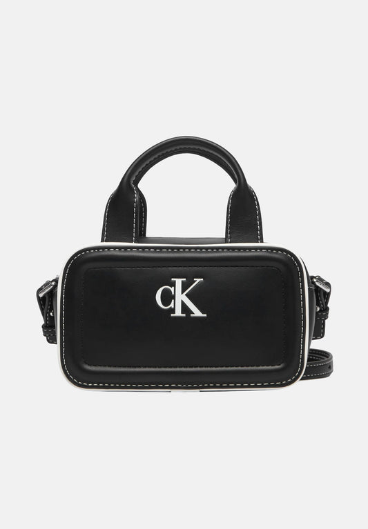 CALVIN KLEIN Women's Contrast CK Mini Bowling Bag Crossbody Black