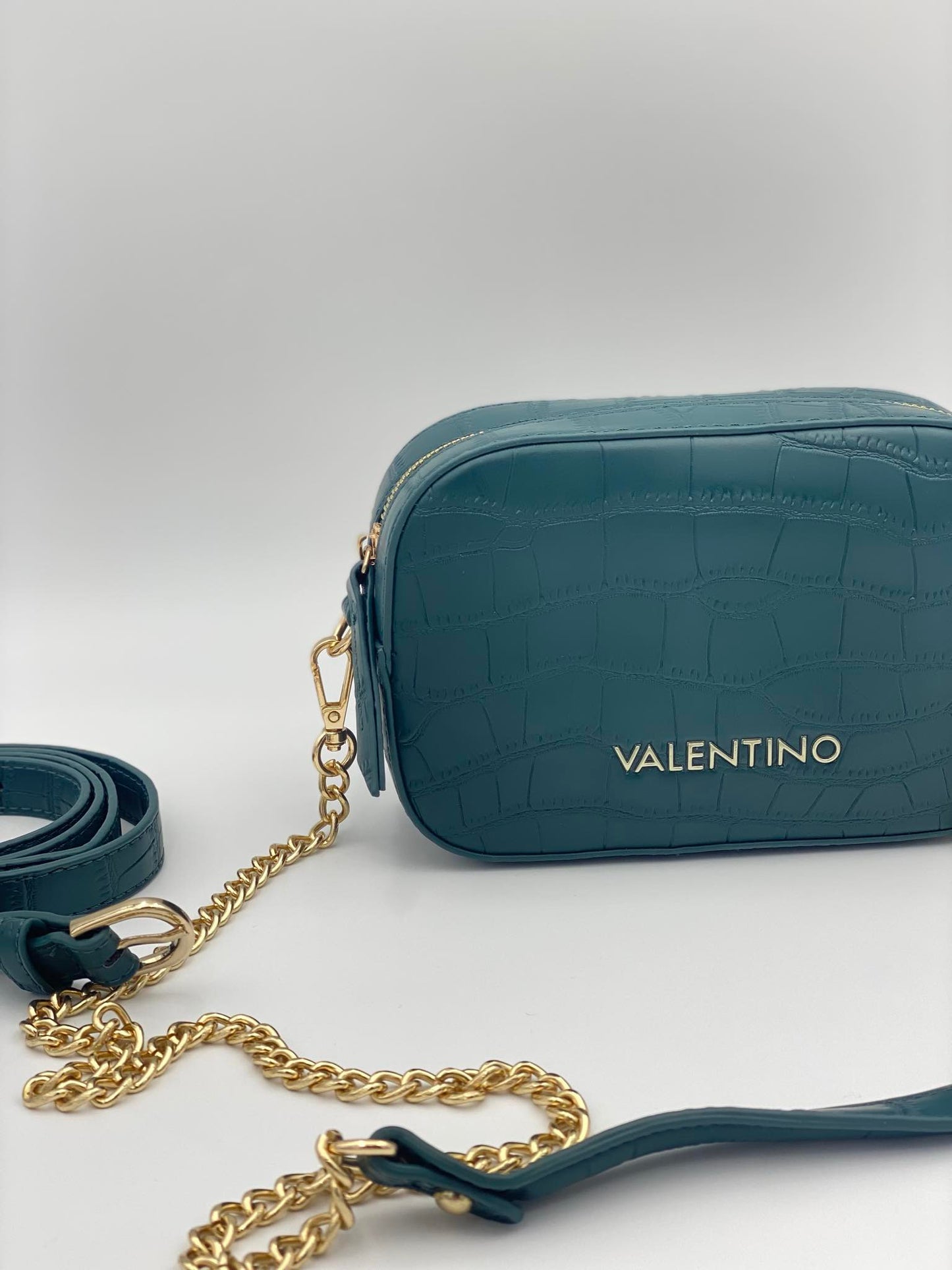 VALENTINO BAGS BLACK CROC PRINT FANNY PACK