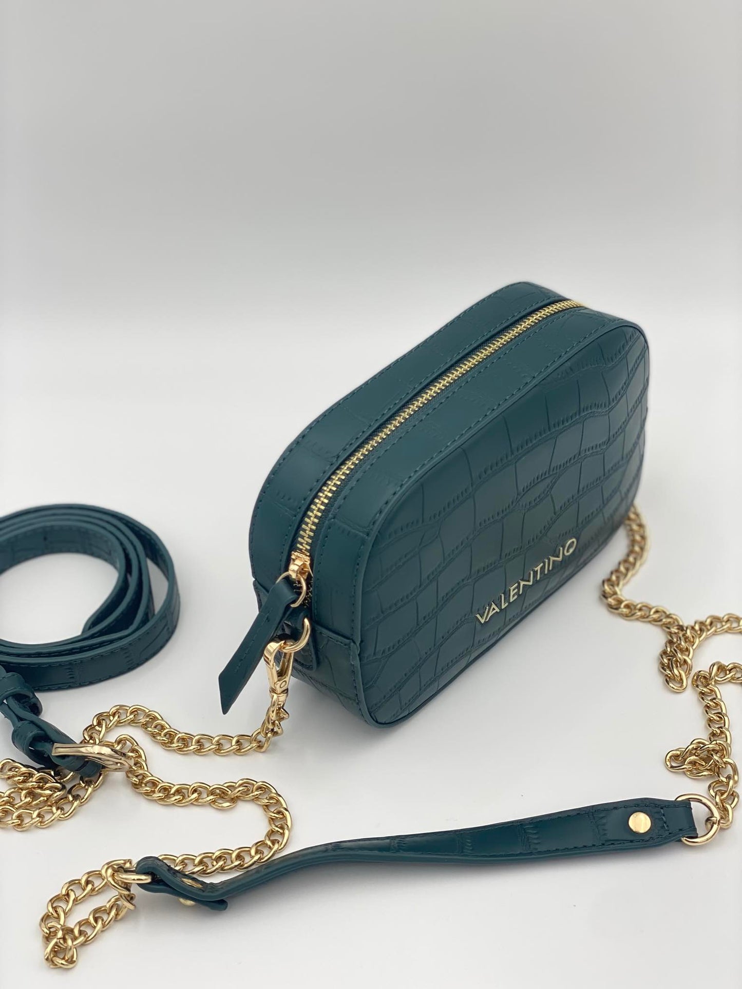 VALENTINO BAGS BLACK CROC PRINT FANNY PACK