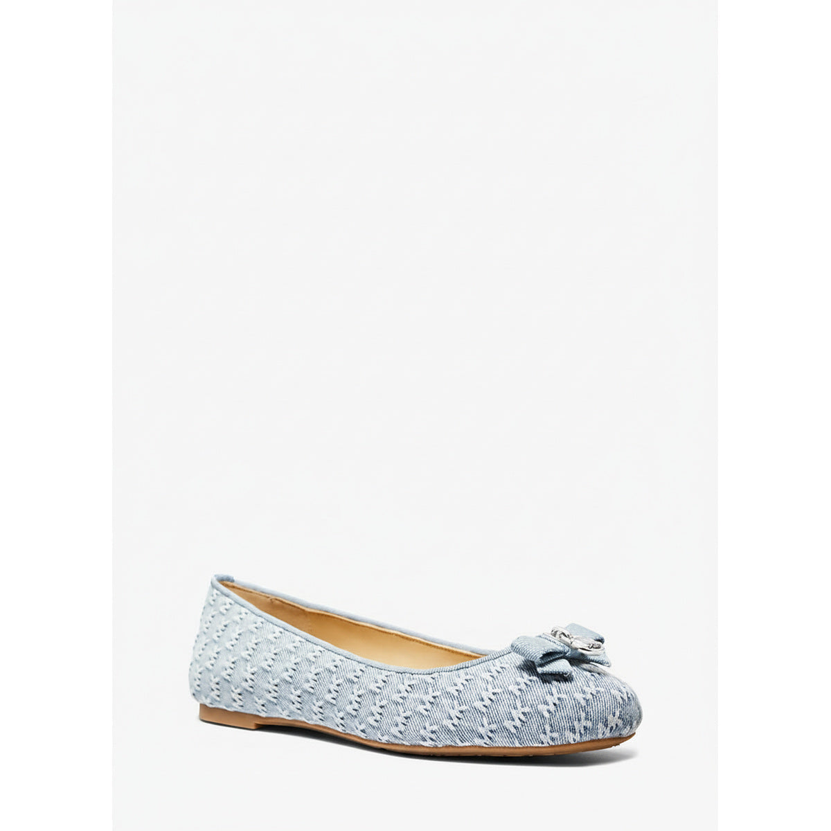 Honey Logo Embossed Washed Denim Ballet Flat