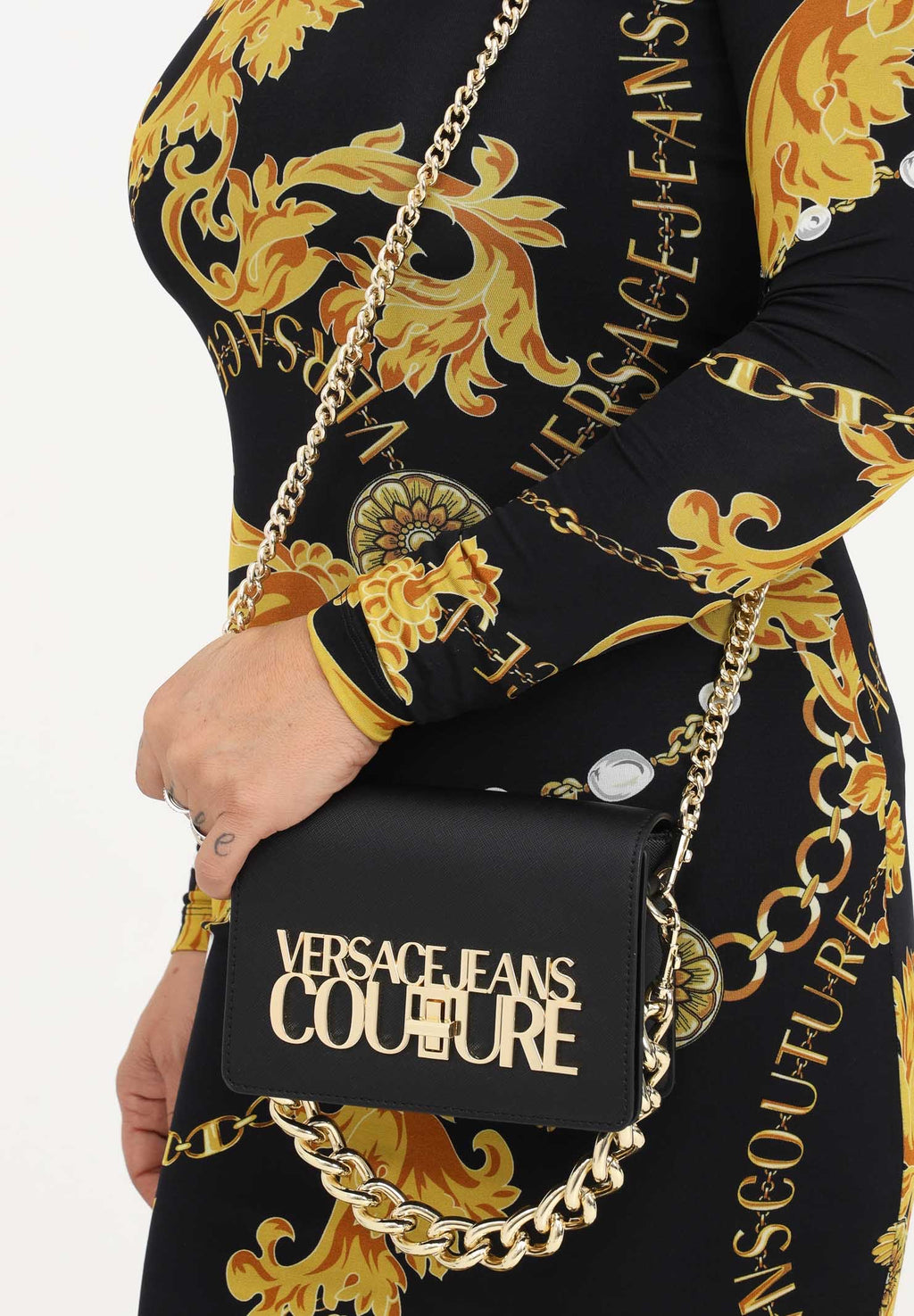 logo-lettering faux-leather crossbody bag