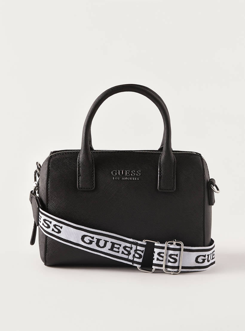 Guess Solid Tote Bag with Detachable Strap and Zip Closure