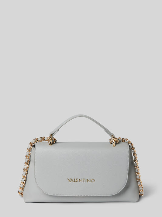 Handbag with label appliqué, model 'ARCADIA' in smoke blue