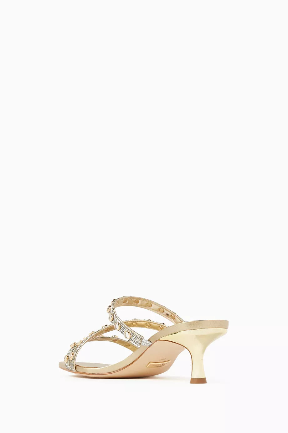 Embellished Strappy Sandals in Metallic Leather