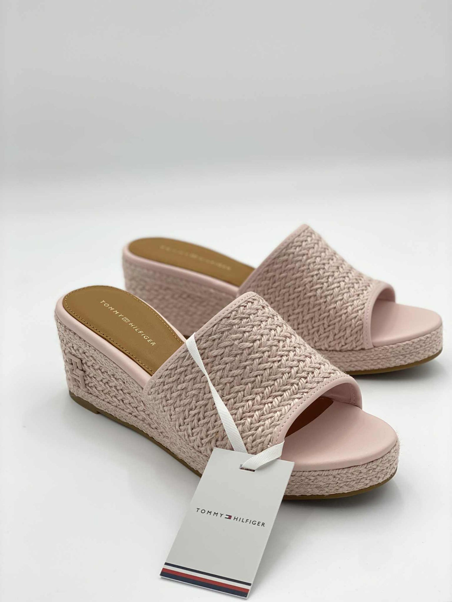 Th Monogram Linen Rope Wedge Sandals