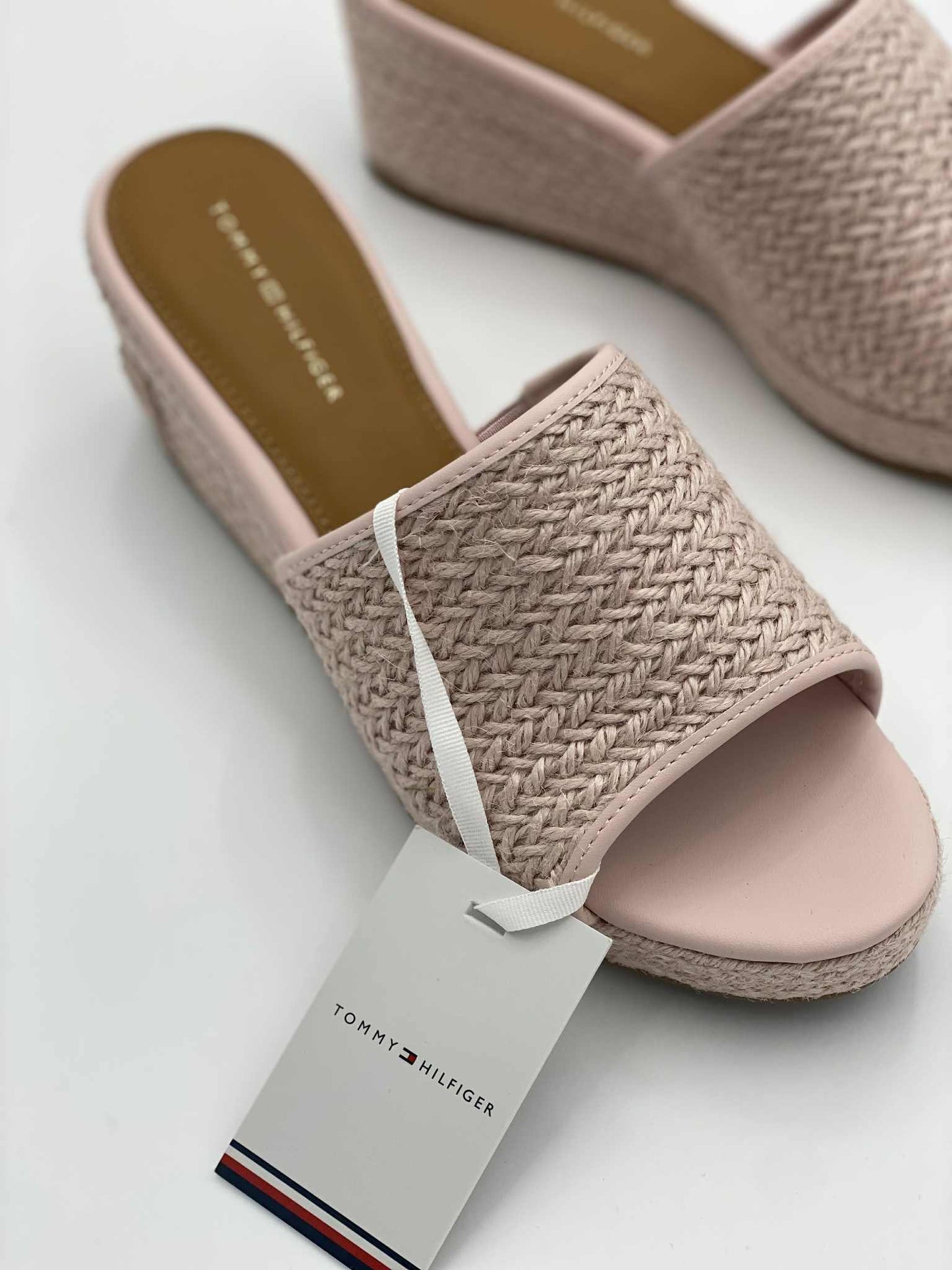 Th Monogram Linen Rope Wedge Sandals