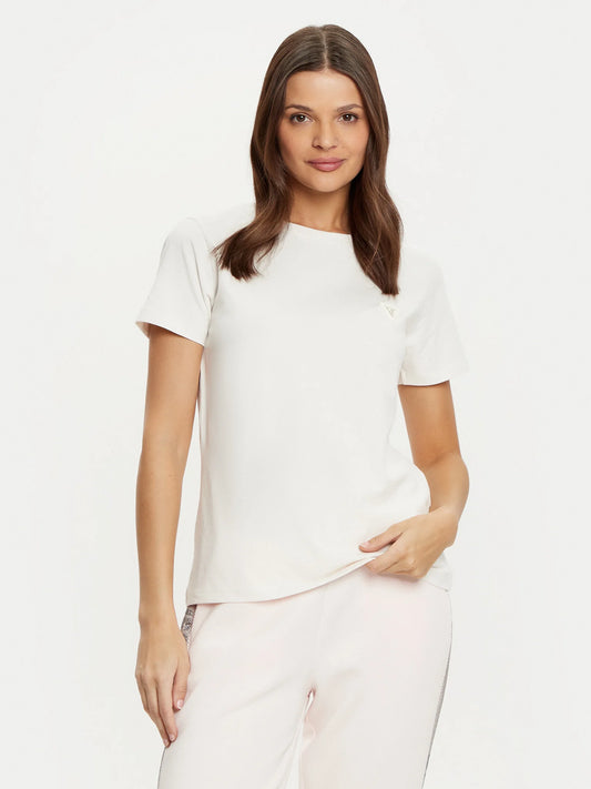 T shirt gold logo guess
