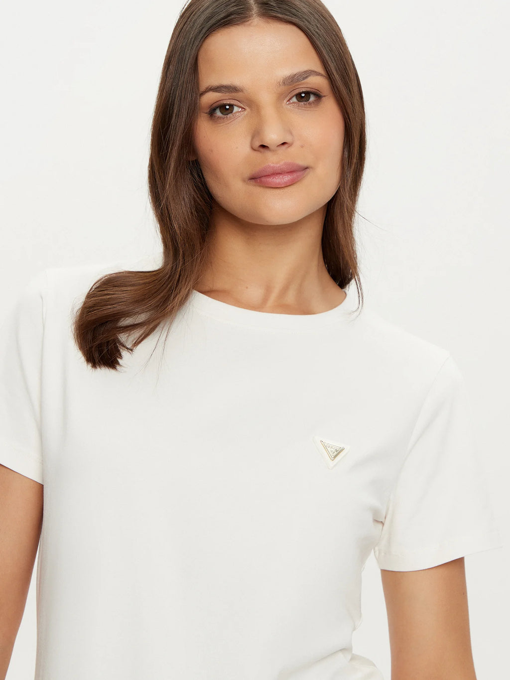 T shirt gold logo guess