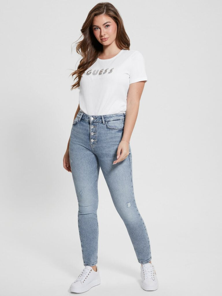 Crewneck Rhinestone Logo Tee