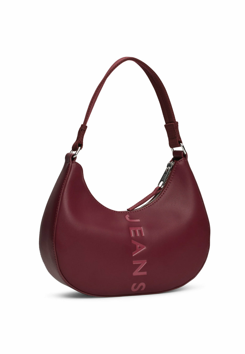 Tommy Jeans city bold leather shoulder bag in burgundy