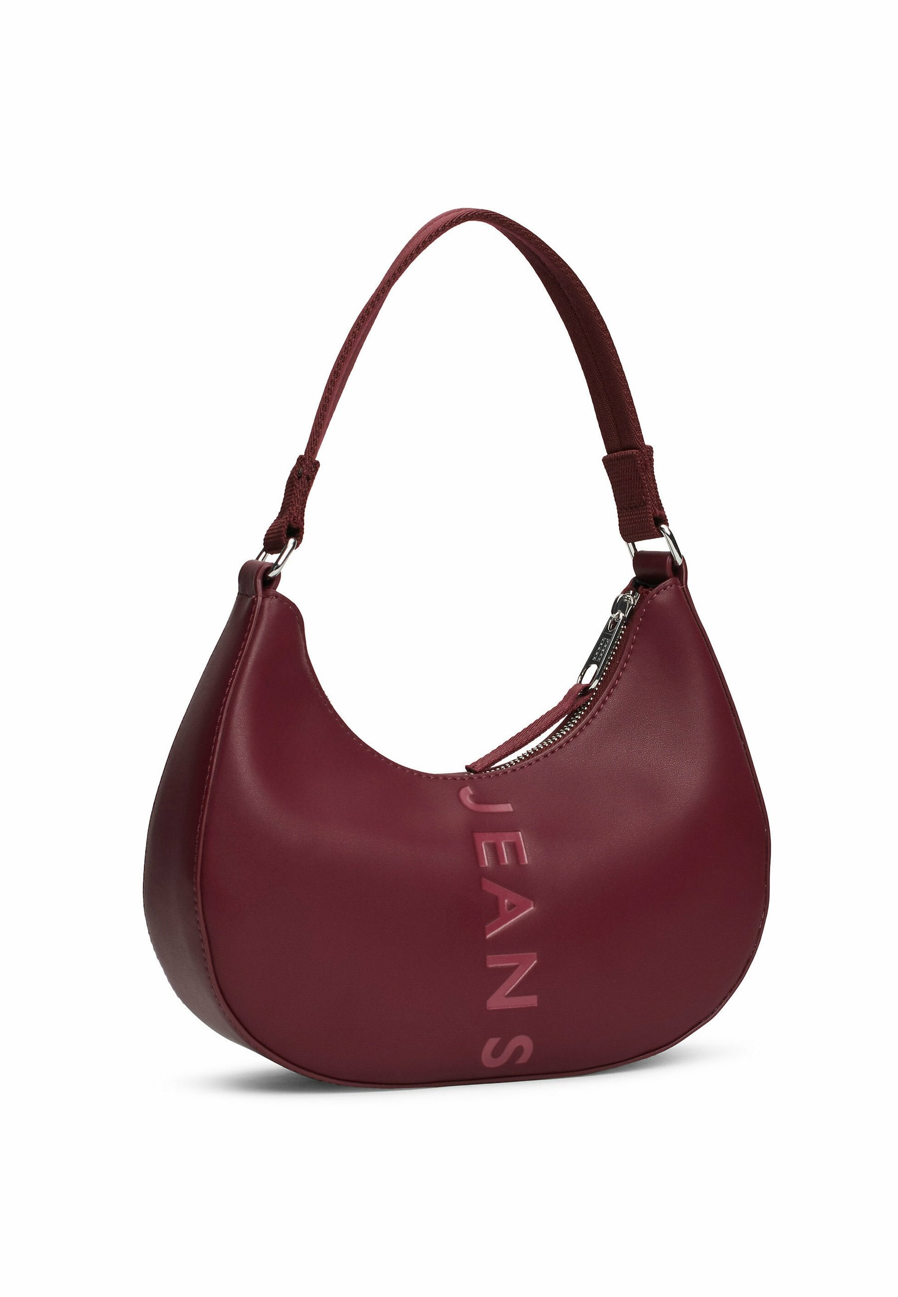 Tommy Jeans city bold leather shoulder bag in burgundy