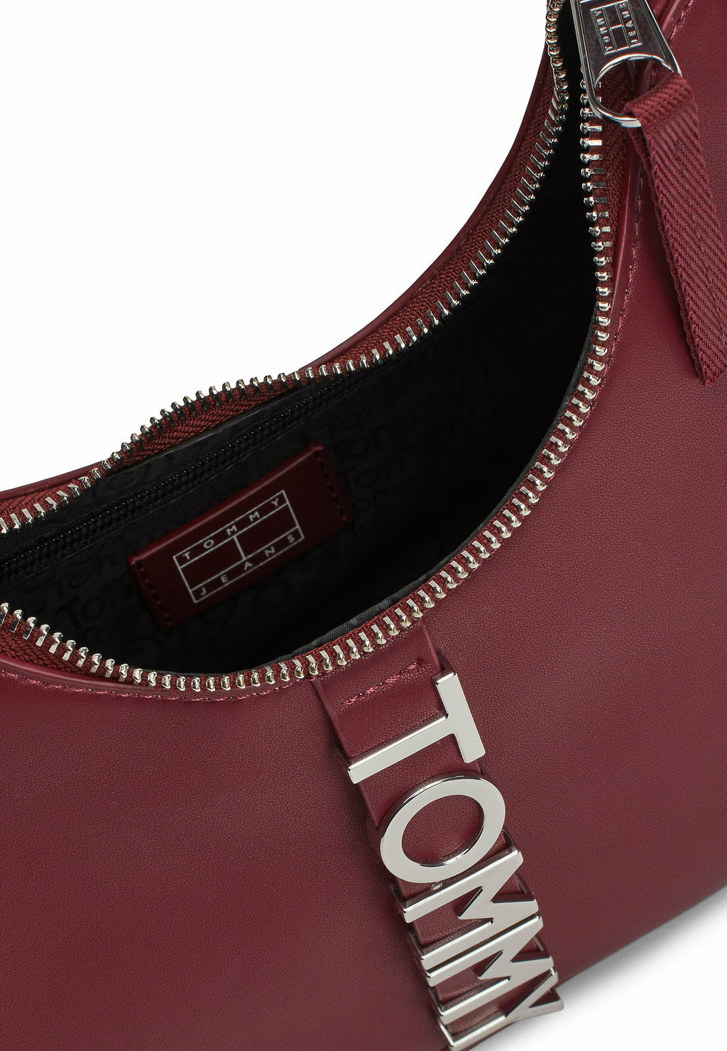 Tommy Jeans city bold leather shoulder bag in burgundy