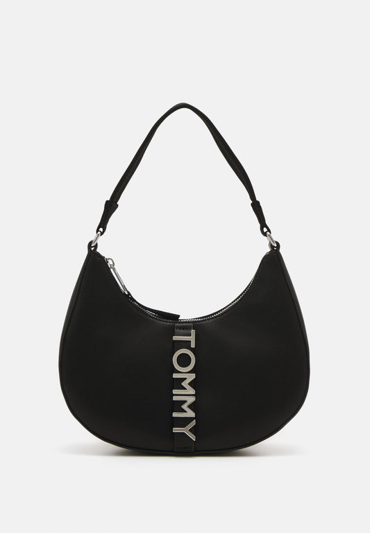 Tommy Jeans city bold leather shoulder bag in burgundy