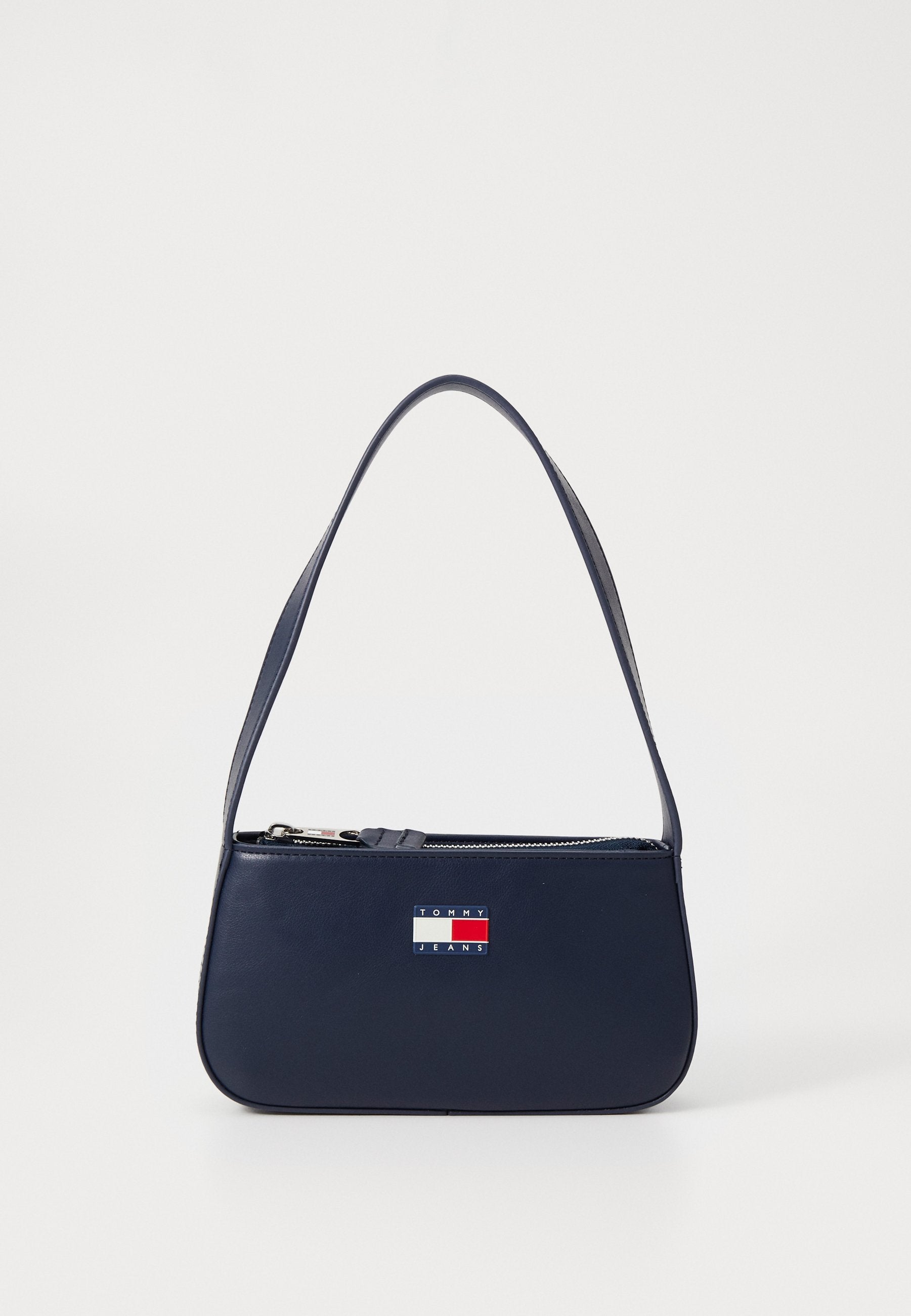 Navy blue shoulder bag for women with logo