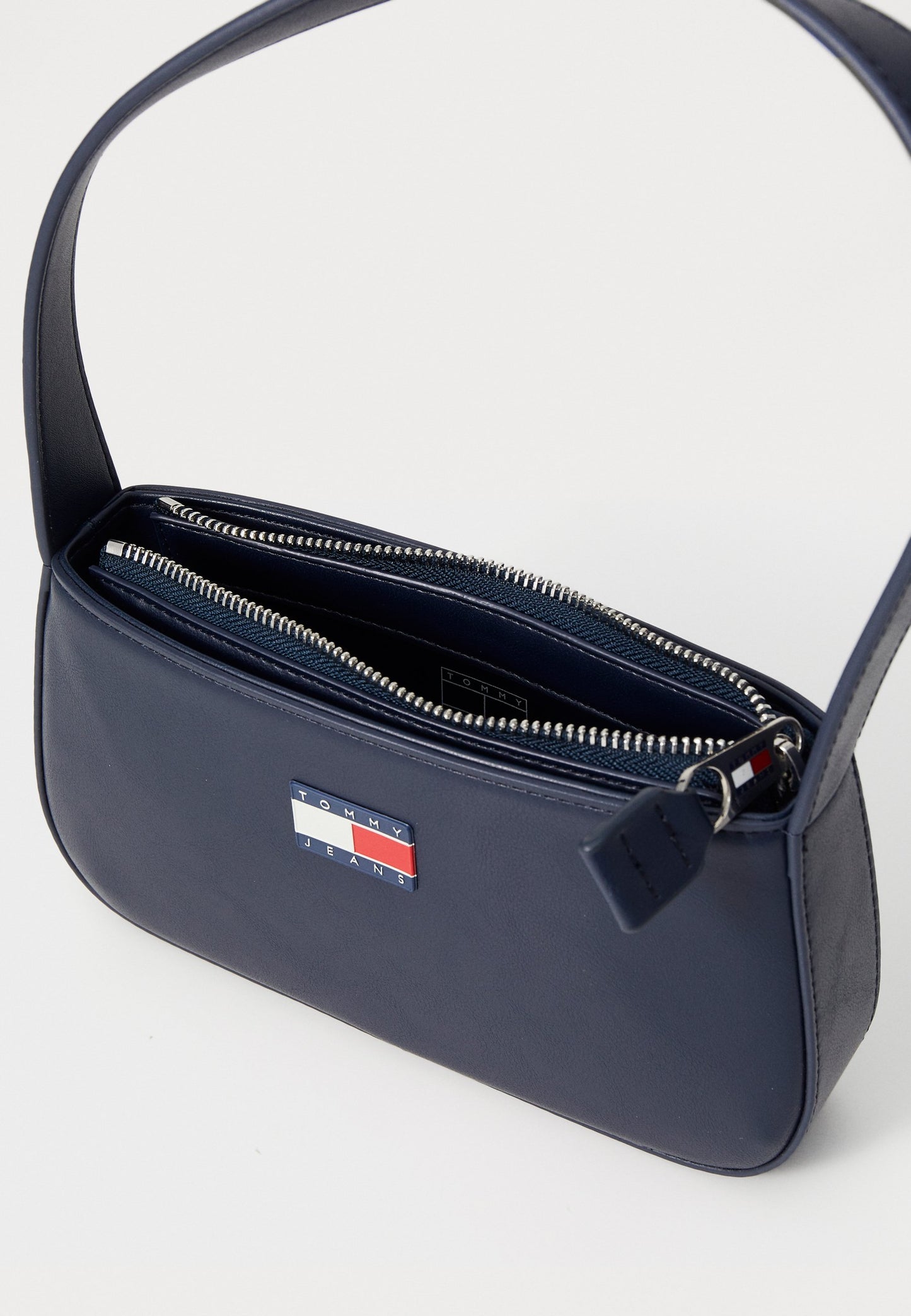 Navy blue shoulder bag for women with logo