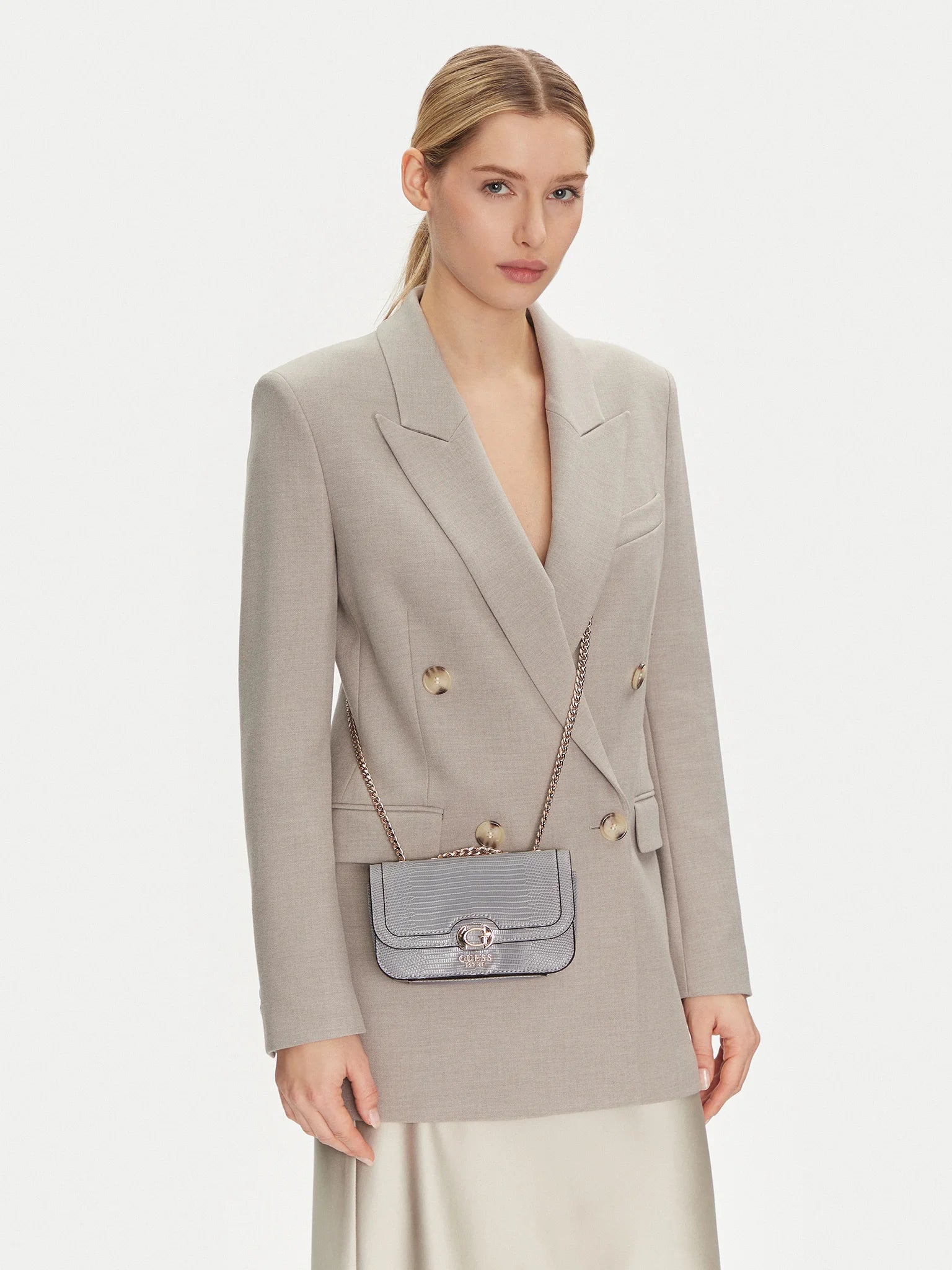 Croc Textured Convertible Shoulder Bag