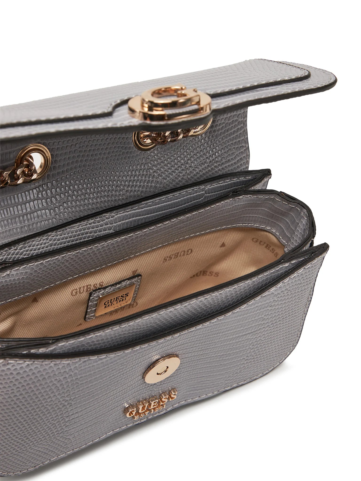 Croc Textured Convertible Shoulder Bag
