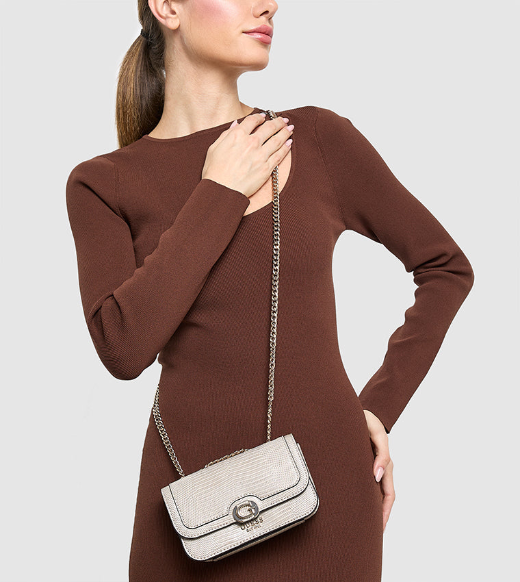 Croc Textured Convertible Shoulder Bag