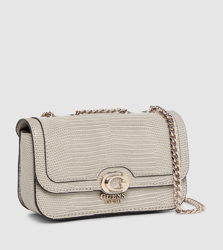Croc Textured Convertible Shoulder Bag