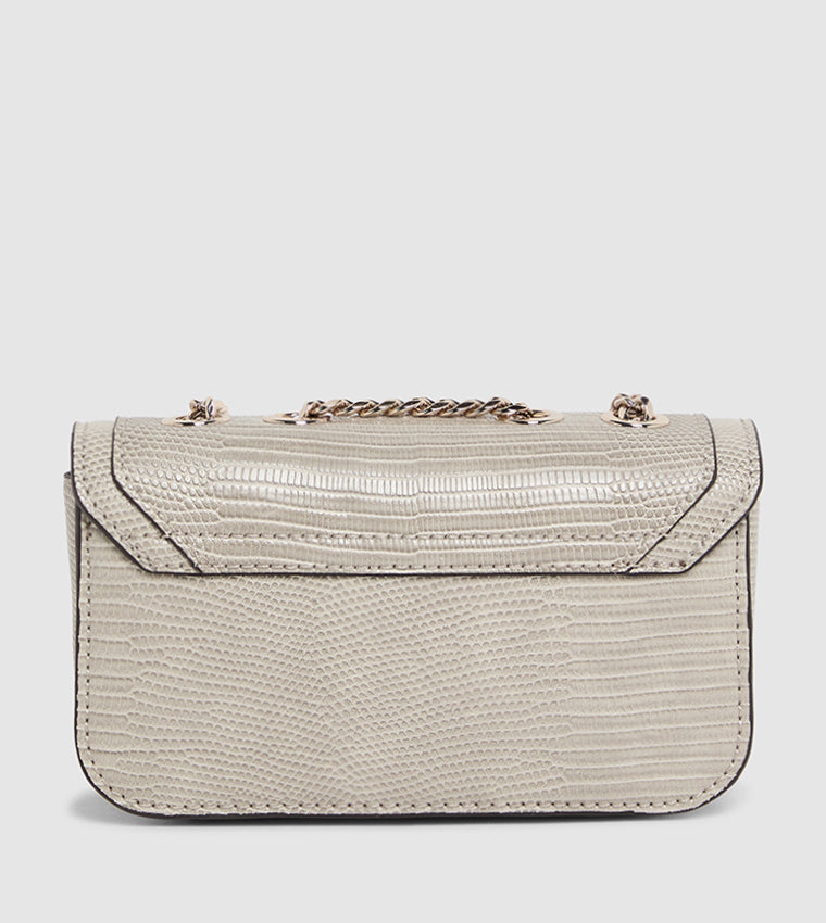 Croc Textured Convertible Shoulder Bag
