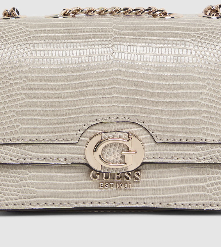 Croc Textured Convertible Shoulder Bag