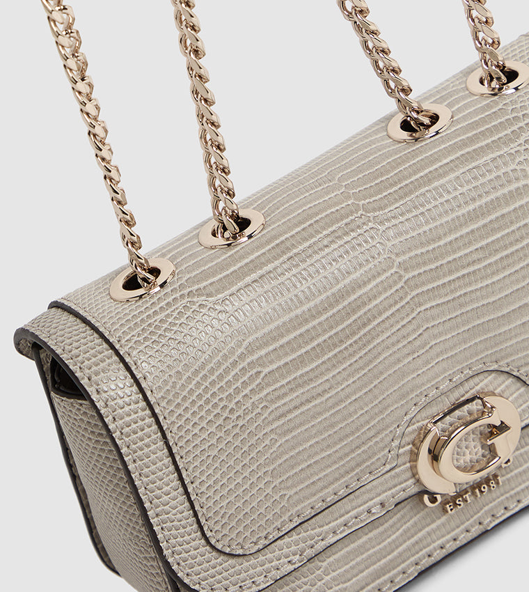 Croc Textured Convertible Shoulder Bag