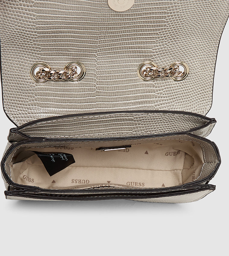 Croc Textured Convertible Shoulder Bag