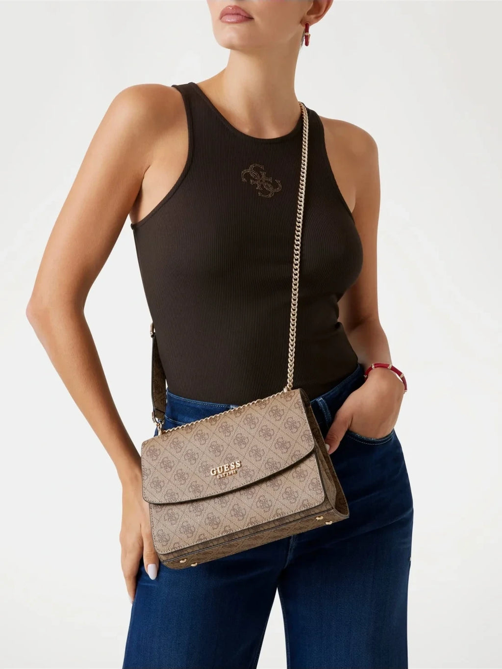 Guess Access Women's Brown Shoulder Bag