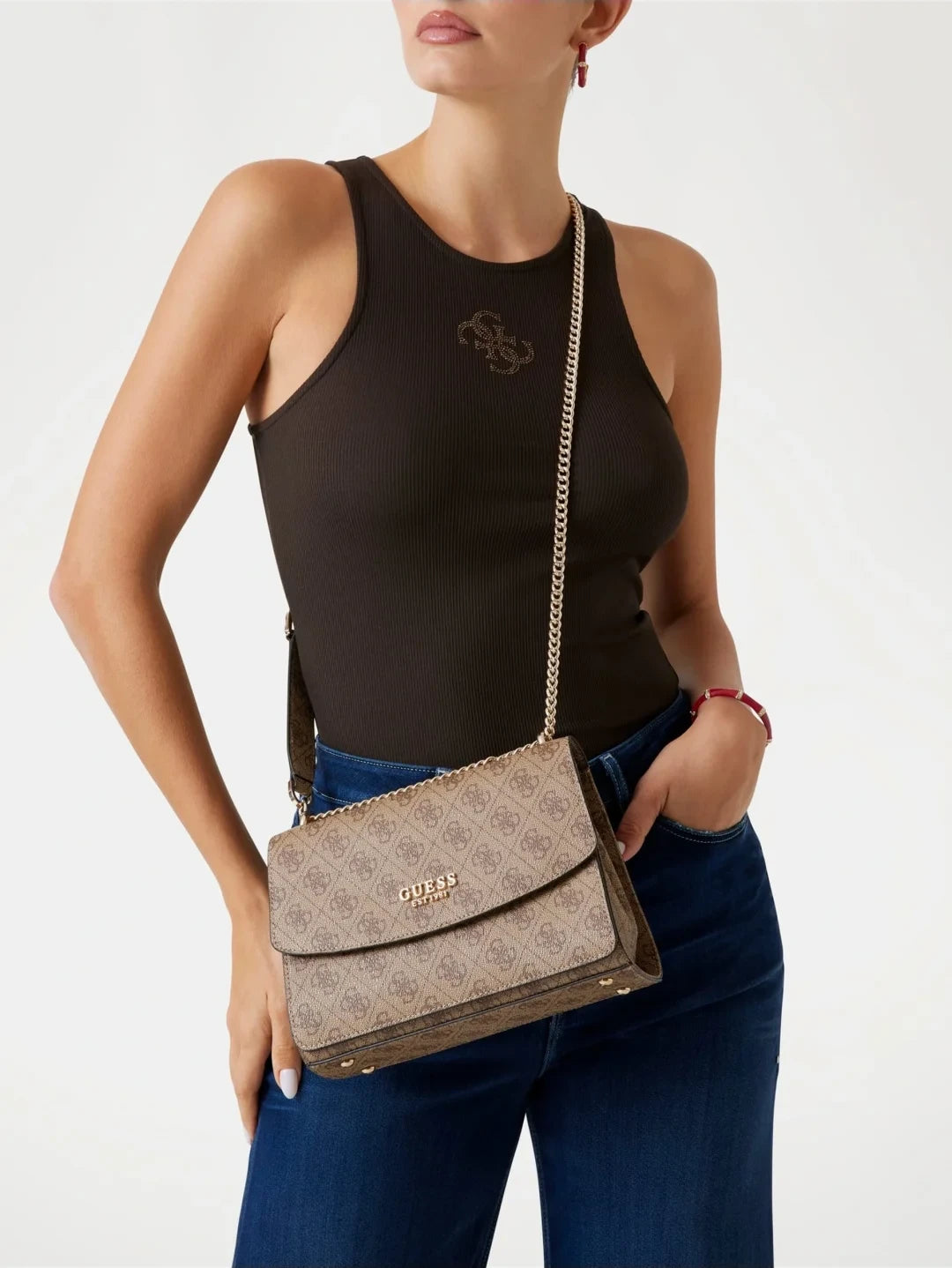 Guess Access Women's Brown Shoulder Bag