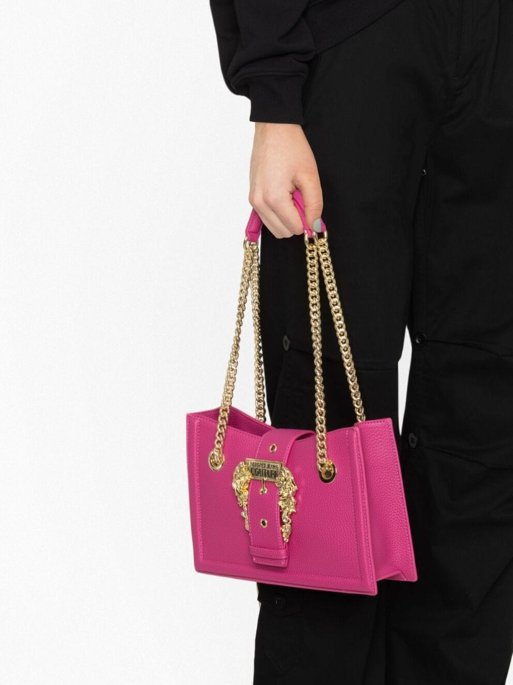 logo-engraved buckle shoulder bag
