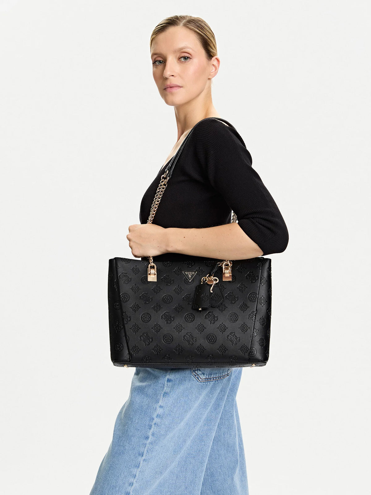 GUESS TISHA WOMEN'S SHOULDER BAG BLACK