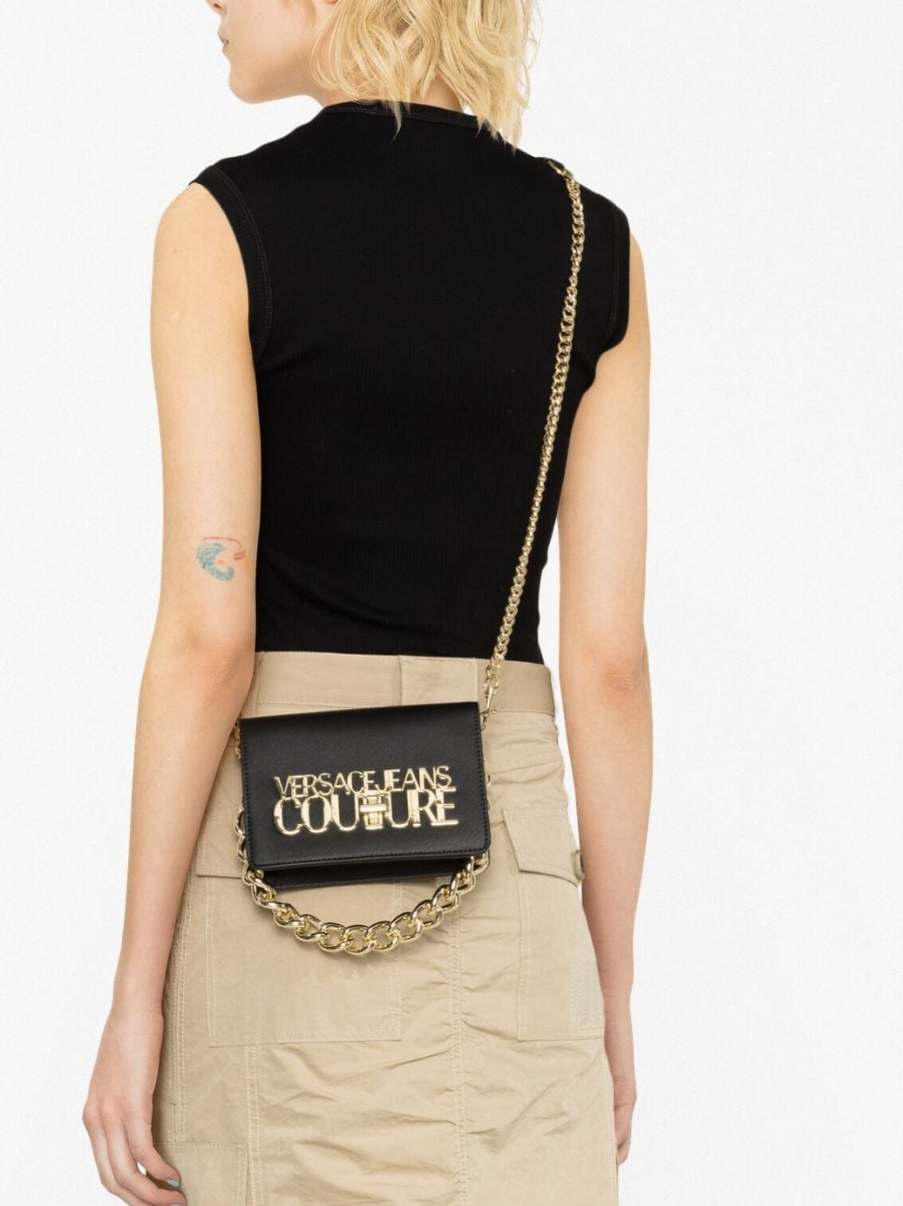 logo-lettering faux-leather crossbody bag