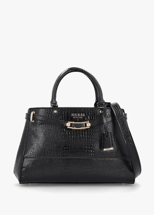 Silvye Luxury Black Moc Croc Satchel Bag