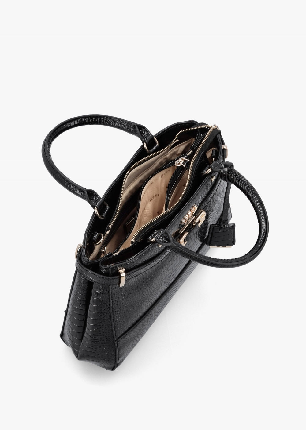 Silvye Luxury Black Moc Croc Satchel Bag