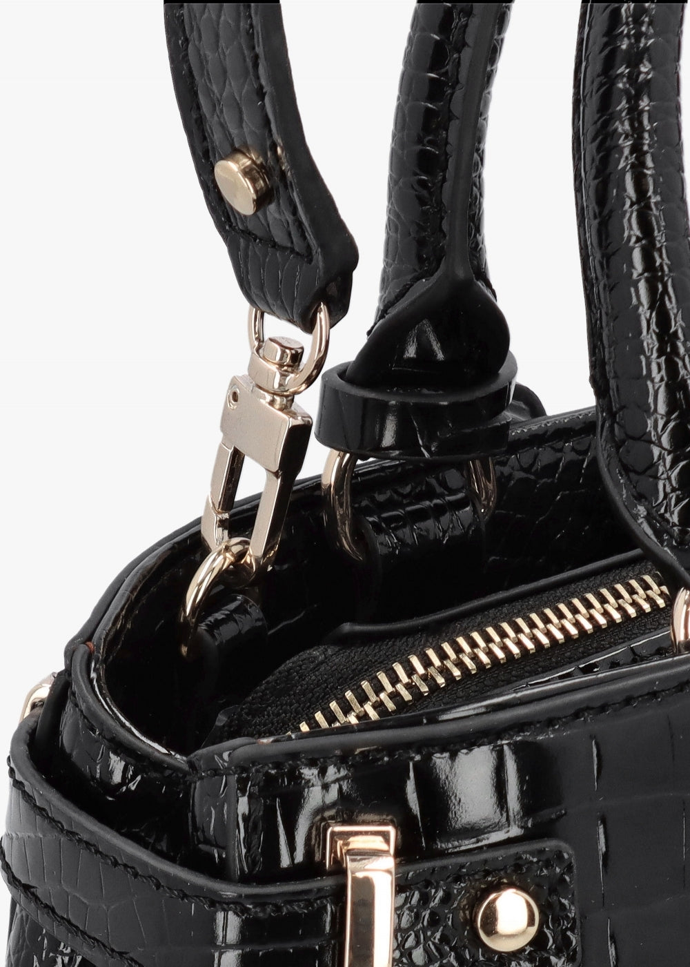 Silvye Luxury Black Moc Croc Satchel Bag