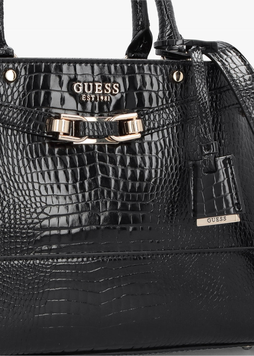Silvye Luxury Black Moc Croc Satchel Bag